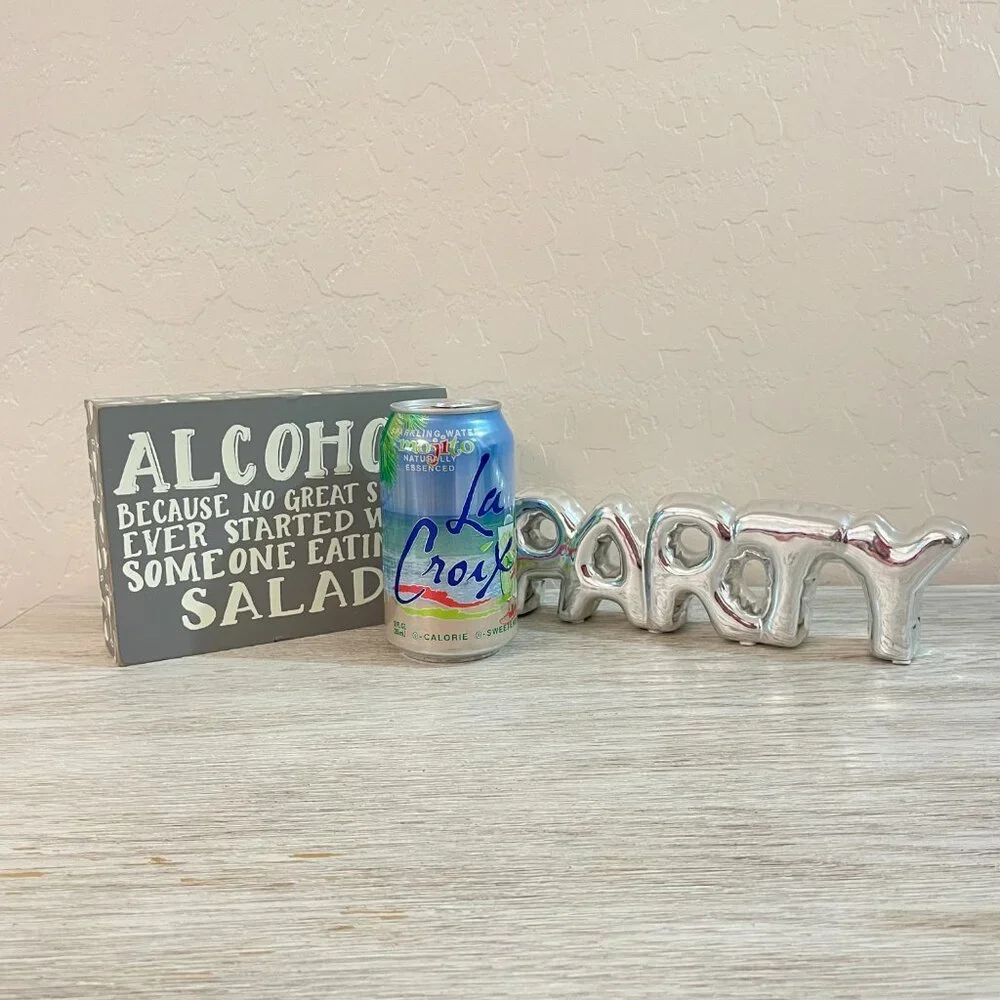 Party Decor Alcohol Because No Great Story Started With Eating A Salad Sign 2 Pc